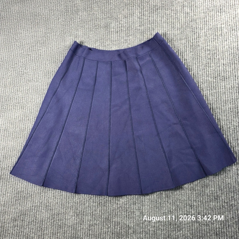 BCBGMAXAZRIA Womens Purple Bandage Knit Pleated Skater Mini Skirt Size M
